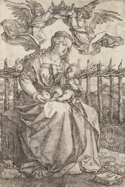 Jomfru Maria kronet af to engle af Albrecht Dürer