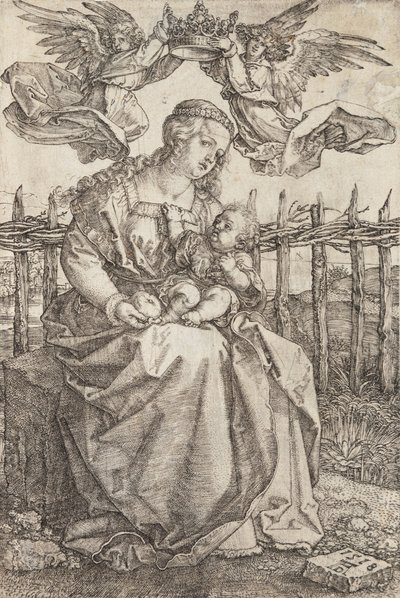 Jomfru Maria kronet af to engle, 1518 af Albrecht Dürer