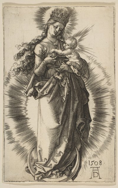 Jomfru på en halvmåne med en stjernekrone, 1508. af Albrecht Dürer