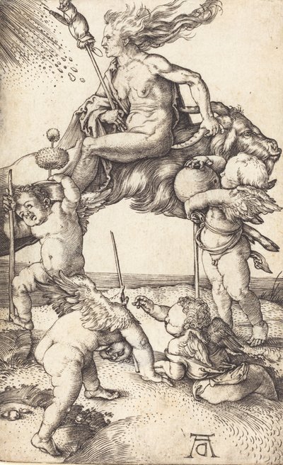 Heks rider på en ged, ca. 15001501. af Albrecht Dürer