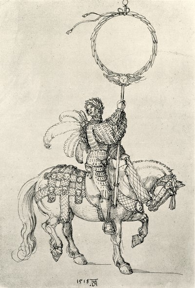 Ung rytter som kranseholder af Albrecht Dürer