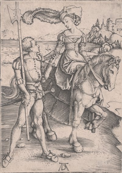 En dame til hest og et Lansquenet af Albrecht Dürer
