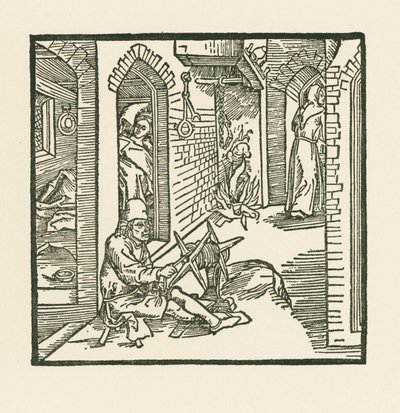 En rebslager ser en munk forlade sin utro kones kammer af Albrecht Dürer or Duerer