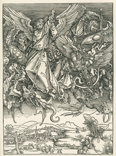 Ærkeenglen Michael kæmper mod dragen. Johannes