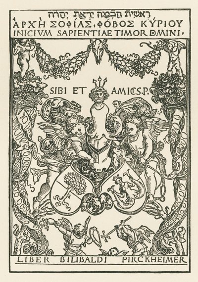 Exlibris af Willibald Pirckheimer, ca. 1502 (træsnit) af Albrecht Dürer or Duerer
