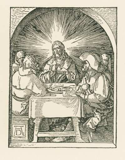 Kristus og disciplene ved Emmaus, ca. 1510 (træsnit) af Albrecht Dürer or Duerer