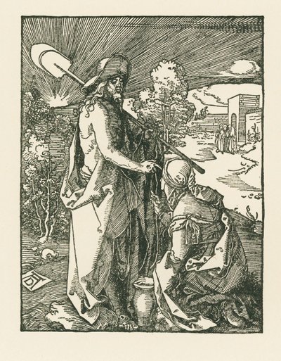 Kristus viser sig for Maria Magdalena - Noli Me Tangere, ca. 1510 (træsnit) af Albrecht Dürer or Duerer