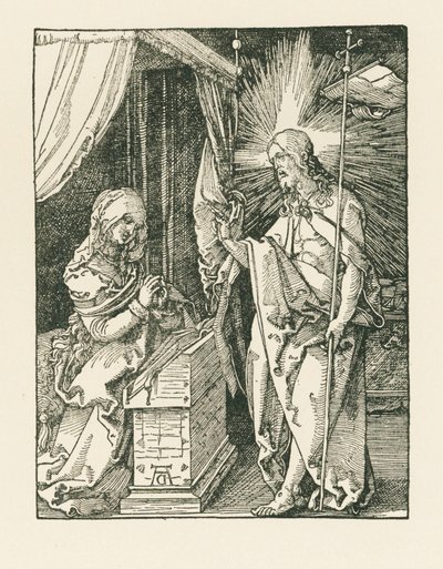 Kristus viser sig for sin mor, ca. 1510 (træsnit) af Albrecht Dürer or Duerer
