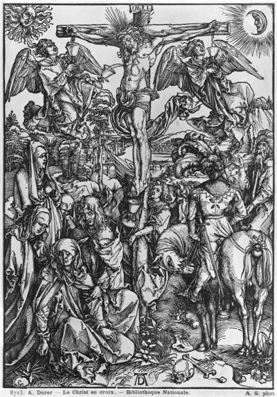 Kristus på korset (træsnit) (s/h foto) af Albrecht Dürer