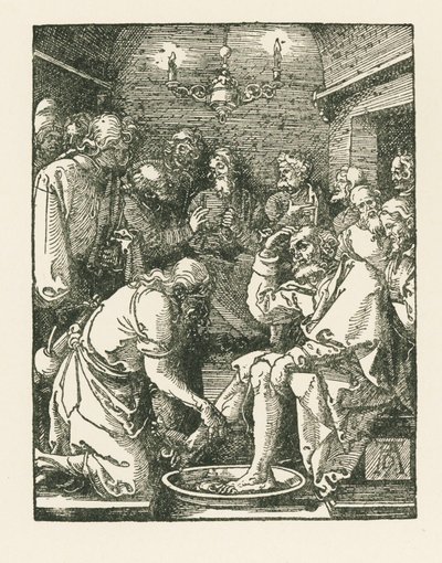 Kristus vasker Peters fødder, ca. 1508-08 (træsnit) af Albrecht Dürer or Duerer