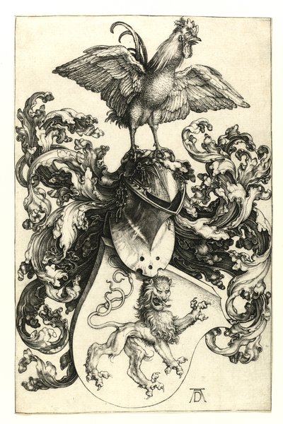 Våbenskjold med løve og hane. 1502-03 af Albrecht Dürer
