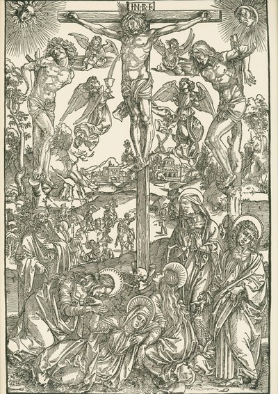 Korsfæstelse (Den store Golgata), ca. 1496-00 (træsnit) af Albrecht Dürer or Duerer