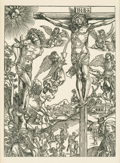 Korsfæstelse (Den store Golgata), ca. 1496-00 (træsnit) af Albrecht Dürer or Duerer