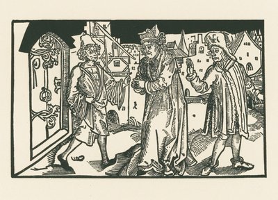 Davus, Simo og Chremes, ca. 1492-93 (træsnit) af Albrecht Dürer or Duerer