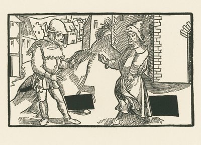 Demea og Micio, ca. 1492-93 (træsnit) af Albrecht Dürer or Duerer