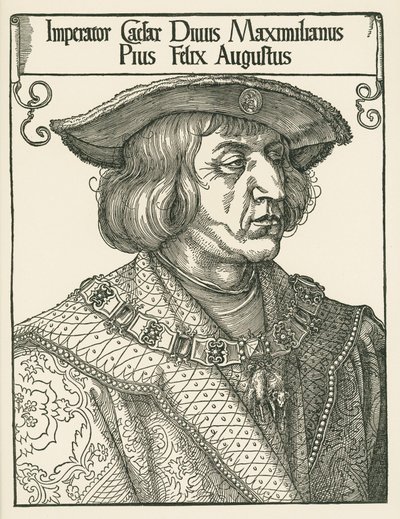 Kejser Maximilian I, ca. 1519 (træsnit) af Albrecht Dürer or Duerer