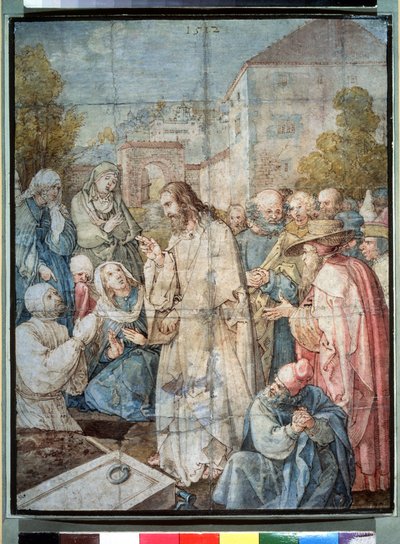""The Raising of Lazarus"" (The Raising of Lazarus) Akvarel og blæk af Albrecht Durer (1471-1528) 1512 Pushkin Museum, Moskva af Albrecht Dürer