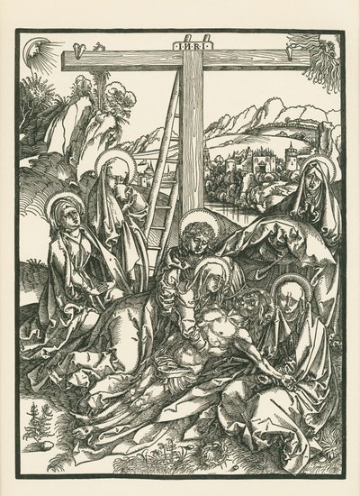 Klagesang for Kristus, ca. 1500 (træsnit) af Albrecht Dürer or Duerer