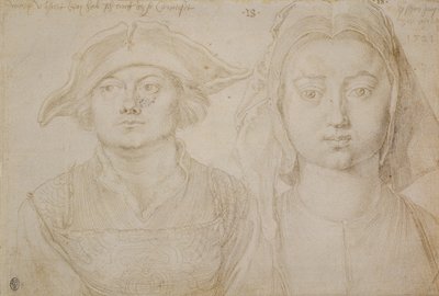 Marx Ulstat; Den smukke unge kvinde fra Antwerpen, ca. 1520-21 (sølvspids, grundet på elfenbensfarvet papir) af Albrecht Dürer or Duerer