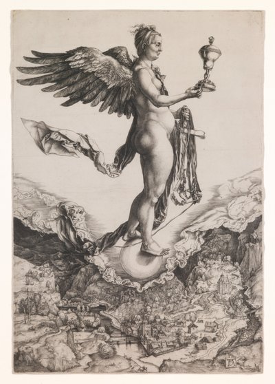 Nemesis, c.1501-2 (engraving) af Albrecht Dürer or Duerer