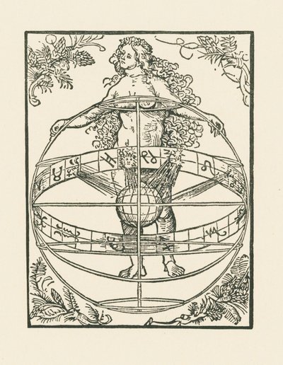 Nøgen kvinde med stjernetegn, ca. 1502-03 (træsnit) af Albrecht Dürer or Duerer