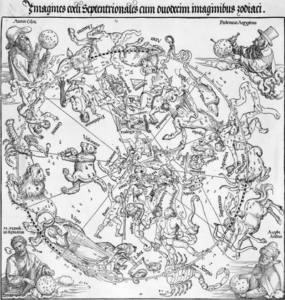 Et par kort over den nordlige og den sydlige himmelske halvkugle af Albrecht Dürer or Duerer
