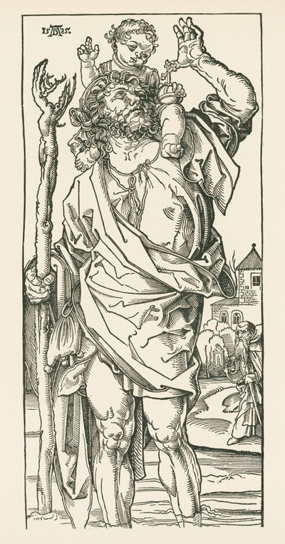 Sankt Kristoffer. Nürnberg, ca. 1500-05 (træsnit) af Albrecht Dürer or Duerer