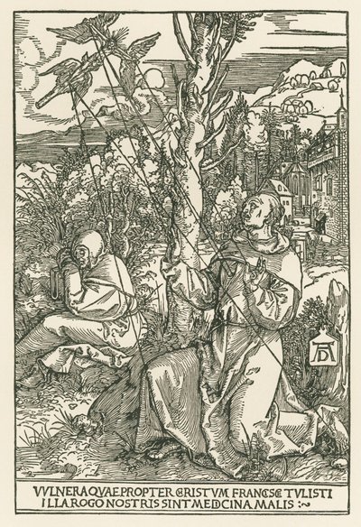 Den hellige Frans modtager stigmata, ca. 1503-04 (træsnit) af Albrecht Dürer or Duerer