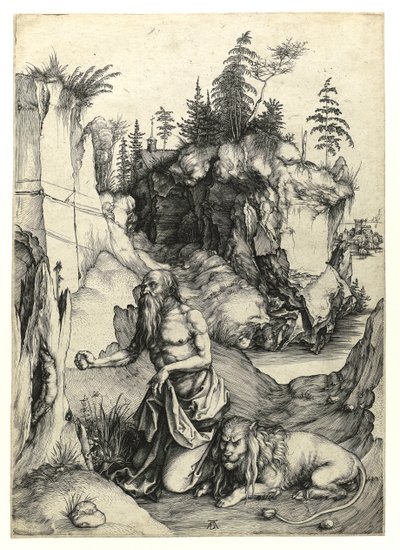 Sankt Jerome penitent, ca. 1497 (Burin-gravering) af Albrecht Dürer