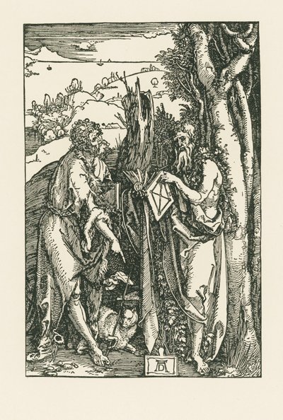 Sankt Johannes Døberen og Sankt Onophrius, ca. 1503-04 (træsnit) af Albrecht Dürer or Duerer