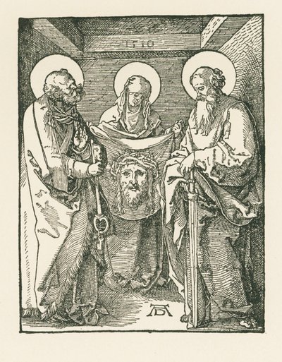 Sankt Veronika mellem Sankt Peter og Sankt Paul - Sankt Veronikas Sudarium af Albrecht Dürer or Duerer
