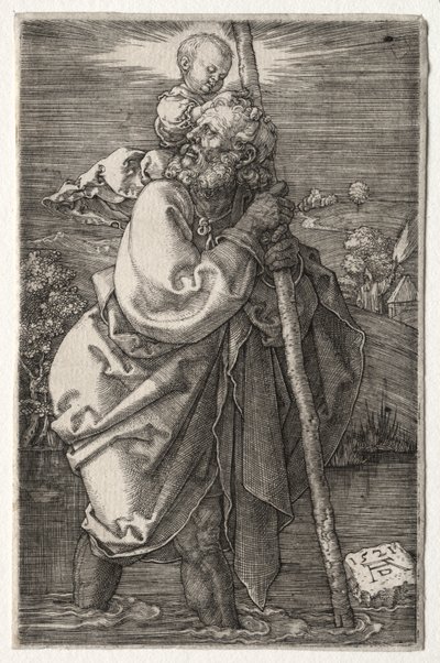 St. Christopher, vendt mod venstre af Albrecht Dürer or Duerer