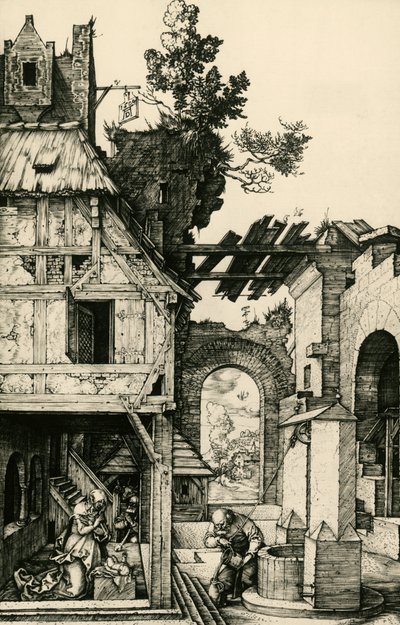 Barnets tilbedelse, gravering af Albrecht Durer (1471-1528). af Albrecht Dürer