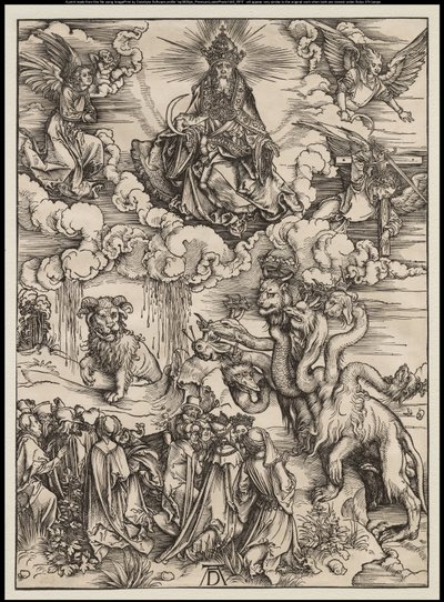 The Apocalypse: The Beast with Two Horns Like a Lamb, 1496-97 af Albrecht Dürer
