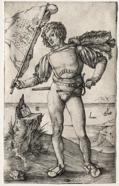 Den burgundiske fanebærer, ca. 1500 (gravering) af Albrecht Dürer or Duerer