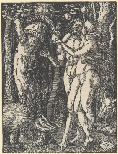Menneskets fald, fra "Den lille lidenskab", ca. 1510 (træsnit) af Albrecht Dürer