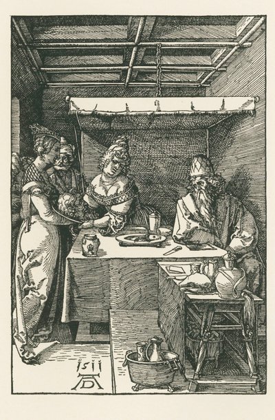 Johannes Døberens hoved bliver bragt til Herodes af Albrecht Dürer or Duerer