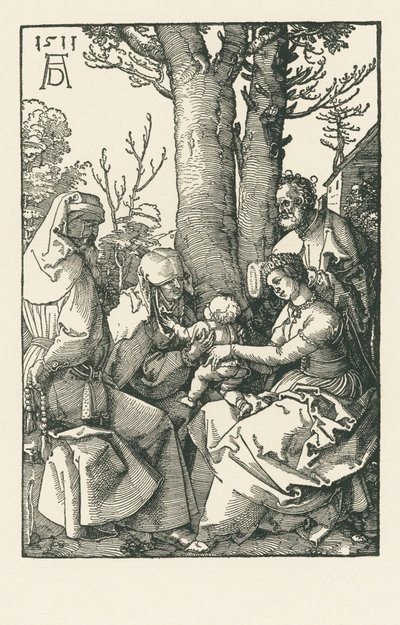 Den hellige familie med Joachim og Anna under et træ af Albrecht Dürer or Duerer