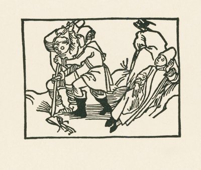 Præsten ligger på engen, en ravn kvækker på en hul sten, ca. 1489-90 (træsnit) af Albrecht Dürer or Duerer