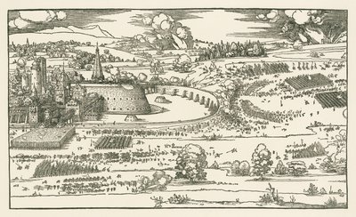 Belejringen af en fæstning. Venstre blok af Albrecht Dürer or Duerer