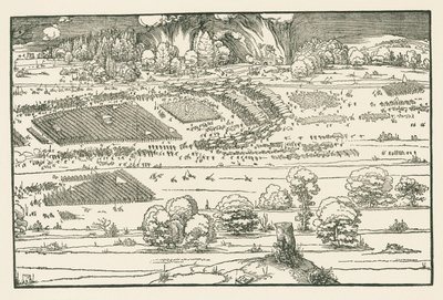 Belejringen af en fæstning. Højre blok af Albrecht Dürer or Duerer