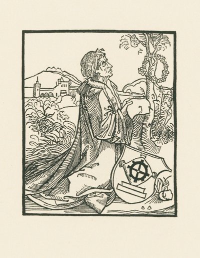 Digteren Sebastian Brant knæler af Albrecht Dürer or Duerer