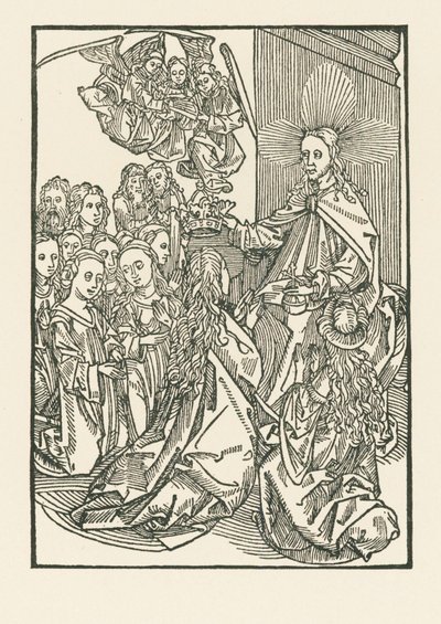 Belønningen af de udvalgte, repræsenteret ved kroningen af Maria omgivet af helgenerne af Albrecht Dürer or Duerer