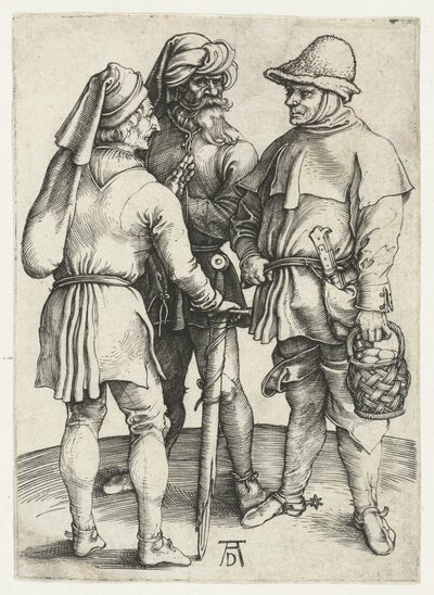 Tre bønder i samtale, af Albrecht Dürer or Duerer