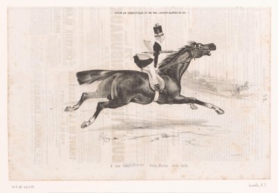 Jongeman op galoperend paard At have en tjener, og ikke at have ham med..! (titel på objekt) Kleine geneugten van het paardrijden (serietitel) De små glæder ved ridning (serietitel på objekt) af Alcide Joseph Lorentz