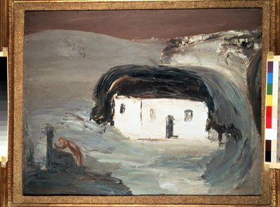 Landskab med et hvidt hus. Maleri af Alexander Davidovich Drevin (1889-1938). Olie på lærred, 74 x 92 cm af Aleksandr Davidovic Drevin