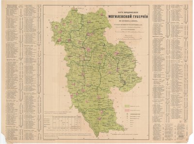 Kort over befolkningen i Mogilev Governorate of Confessions af Aleksandr Fyodorovich Rittikh