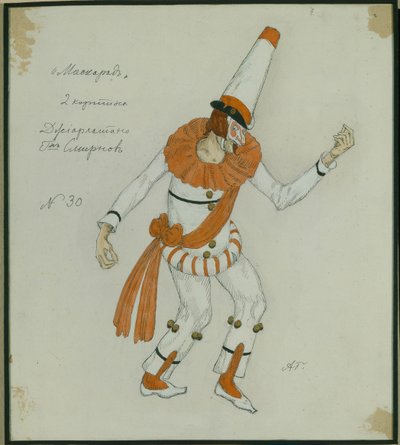Kostumedesign til skuespillet Maskeraden af M. Lermontov, 1917 af Aleksandr Jakovlevic Golovin