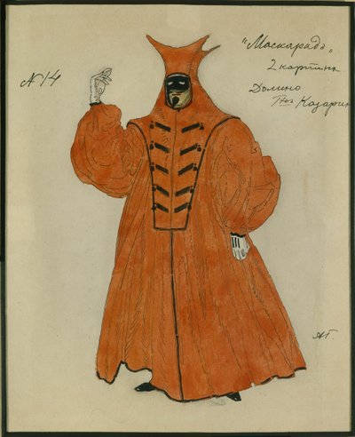 Kostumedesign til skuespillet Maskeraden af M. Lermontov, 1917 af Aleksandr Jakovlevic Golovin
