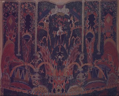 Design af maskeradegardin til teaterstykket Maskeraden af M. Lermontov, 1917 af Aleksandr Jakovlevic Golovin